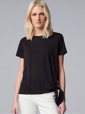 Simply Vera Vera Wang Black Short Sleeve Side-Knot Tee